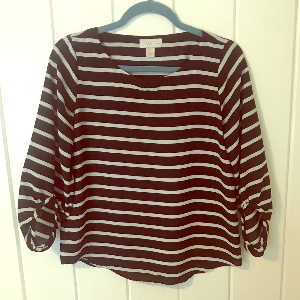 EUC Loft Striped Lantern Sleeve Blouse XSP